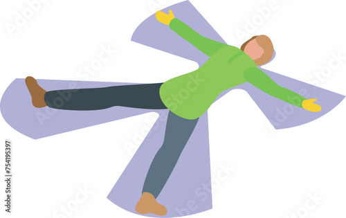 Snow angel play icon isometric vector. Crafting frosty playing. Persona individual