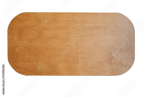 Obraz na płótnie Brown oval wooden table view from above. w salonie