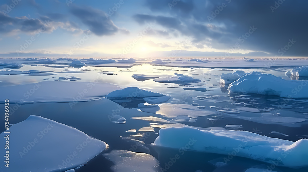 Obraz premium Frozen lake, ice texture background