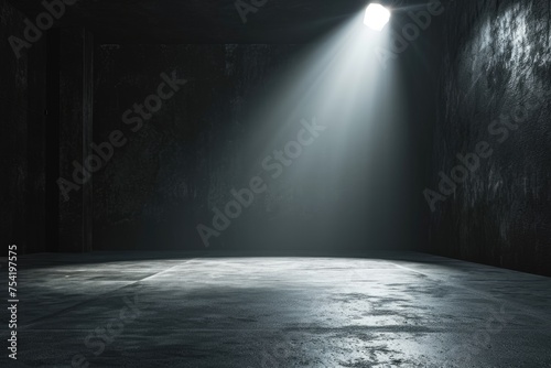 Spotlit Stage  Dark Concrete Backdrop for Car or Product Presentation. 3D Rendering with Copy Space and Empty Stage Design