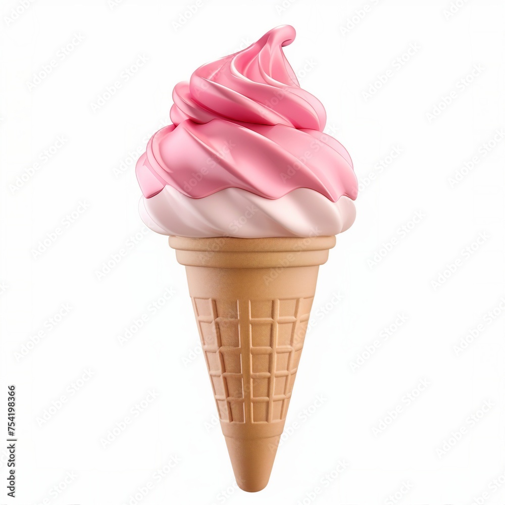 simple ice cream icon, 3D render, white background, generative AI simple ice cream icon, 3D render, white background, generative AI