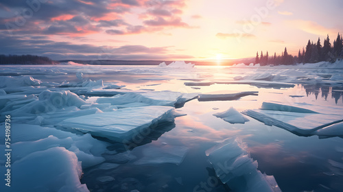 Ice patterns on the frozen river