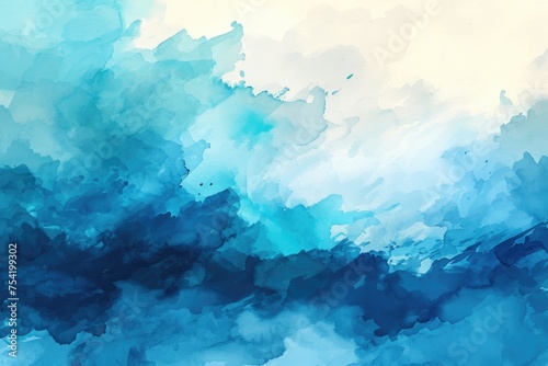 Serene Blue Watercolor: Abstract Art Background with Soft Texture © AIGen