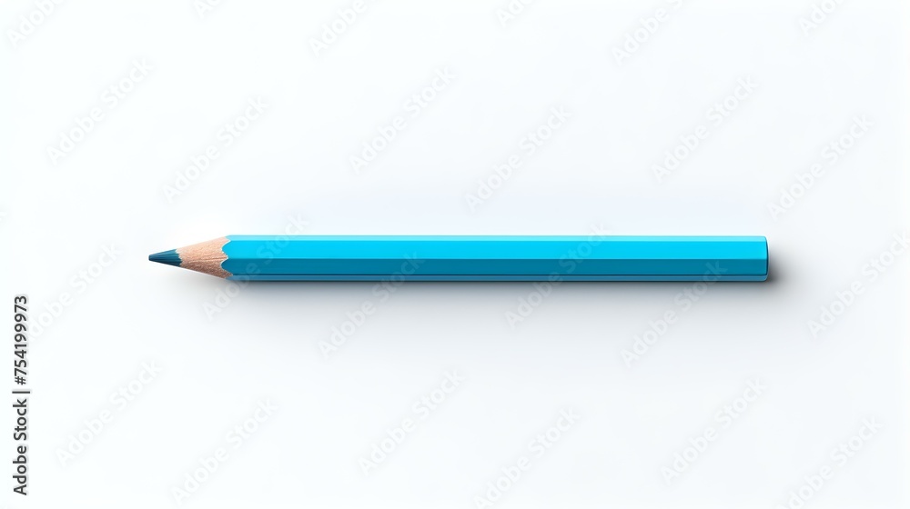 Light Blue Pencil on a white Background. Education Template with Copy Space Light Blue Pencil on a white Background. Education Template with Copy Space