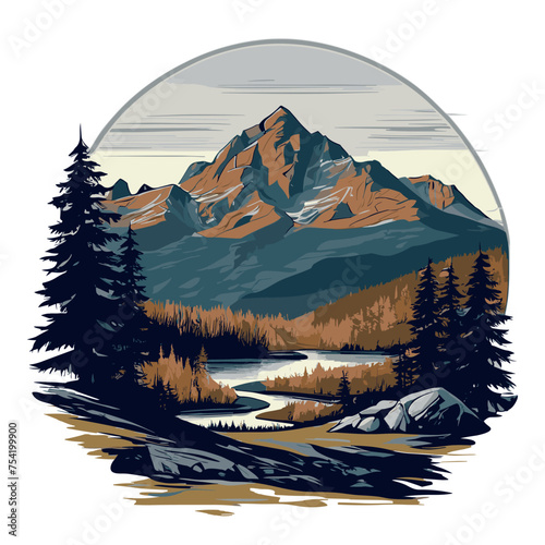 Majestic Snowy Mountains Against Giant Sunset Backdrop