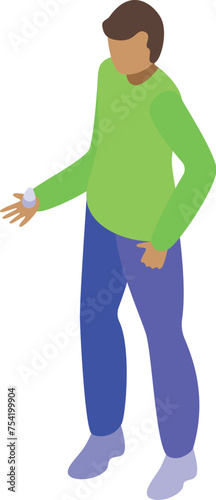 Chicken farmer icon isometric vector. Egg production. Worker food business