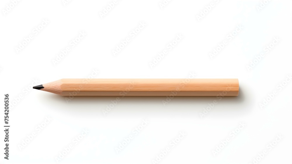 Obraz premium Light Brown Pencil on a white Background. Education Template with Copy Space
