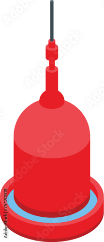Red plastic feeder icon isometric vector. Chicken farming. Village breeding
