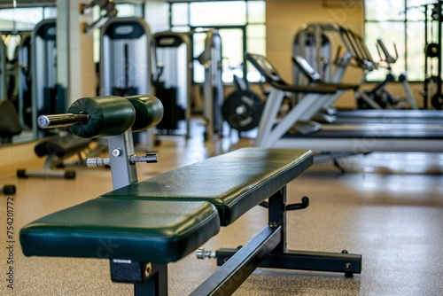 Row of Exercise Equipment in Gym