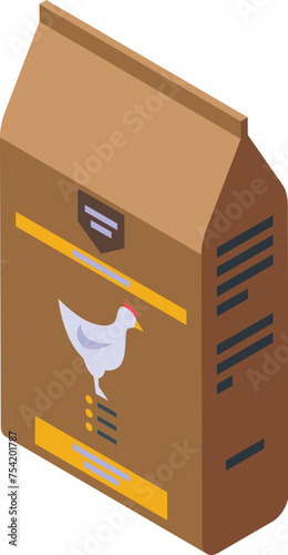 Food chicken package icon isometric vector. Farmer food. Feeder domestic