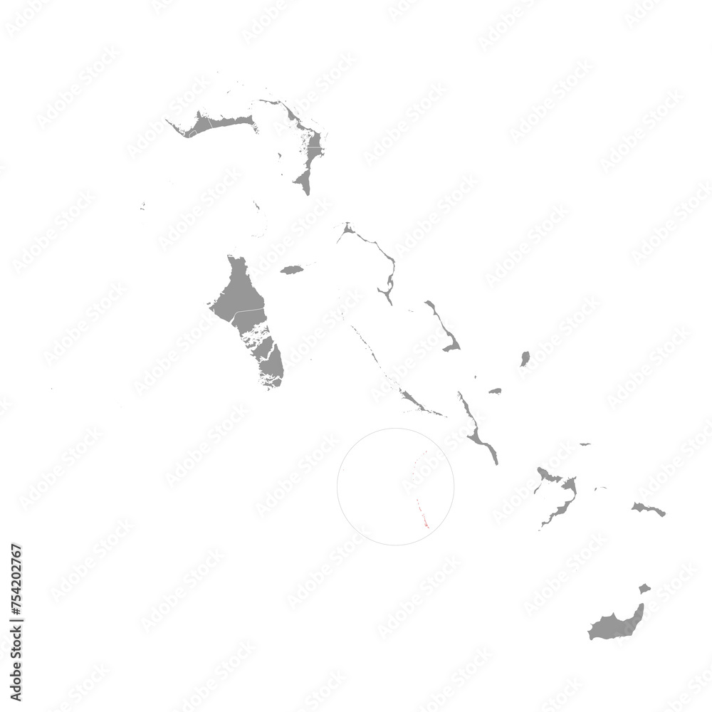Ragged Island map, administrative division of Bahamas. Vector illustration.