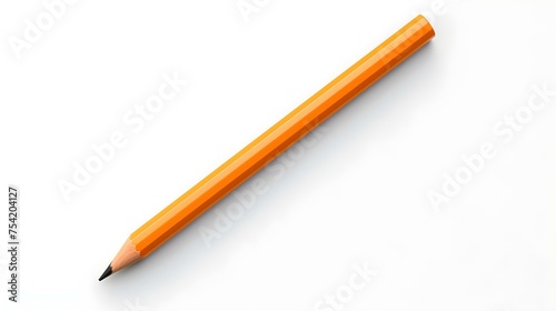 Orange Pencil on a white Background. Education Template with Copy Space