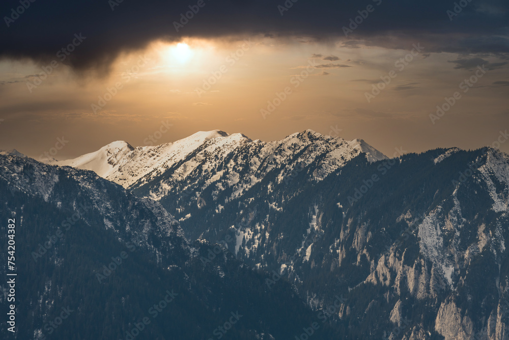 Scenic landscape of Bucegi mountains in the Romanian Carpathians