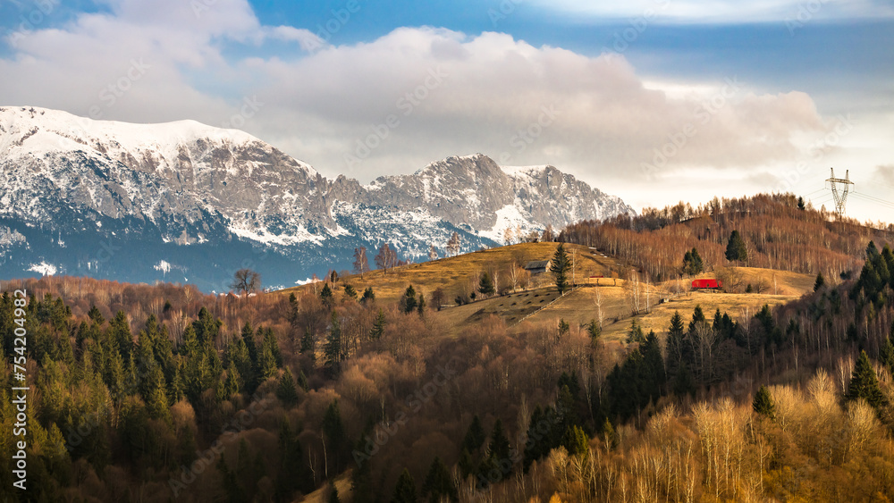Scenic landscape of Bucegi mountains in the Romanian Carpathians