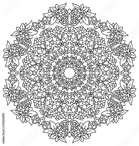 beautiful hand drawn mandala to be colored no stress