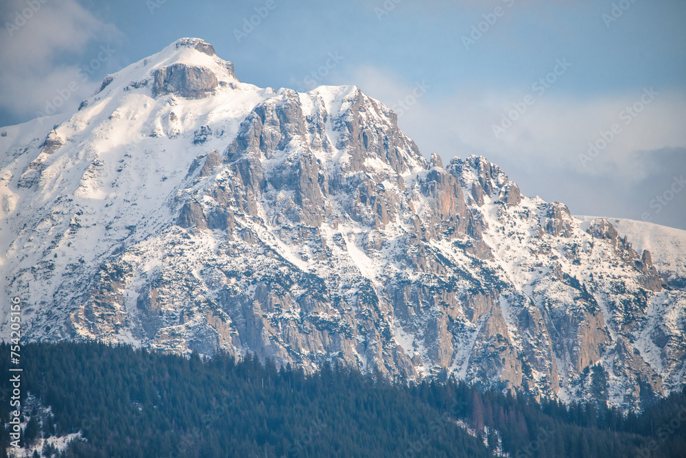 Scenic landscape of Bucegi mountains in the Romanian Carpathians
