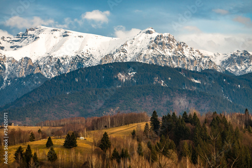 Obraz na płótnie Scenic landscape of Bucegi mountains in the Romanian Carpathians w salonie