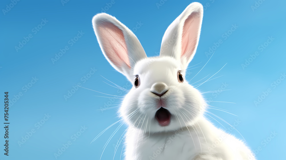 A happy white Easter bunny