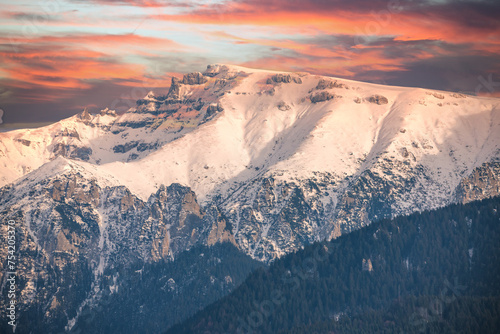 Scenic landscape of Bucegi mountains in the Romanian Carpathians