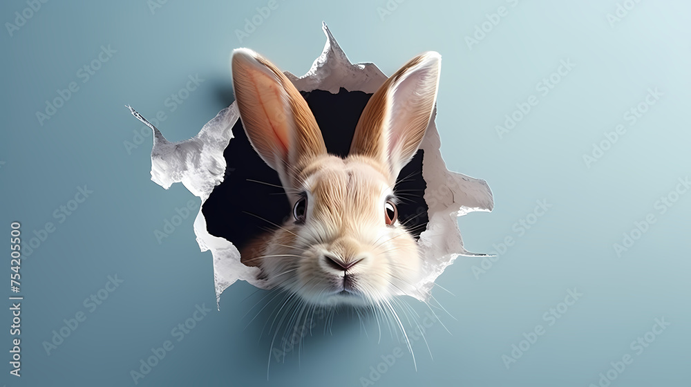 Obraz premium A happy white Easter bunny