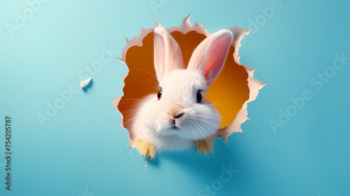 A happy white Easter bunny