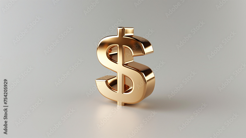 Obraz premium 3D Gold Dollar Sign. Generative AI.