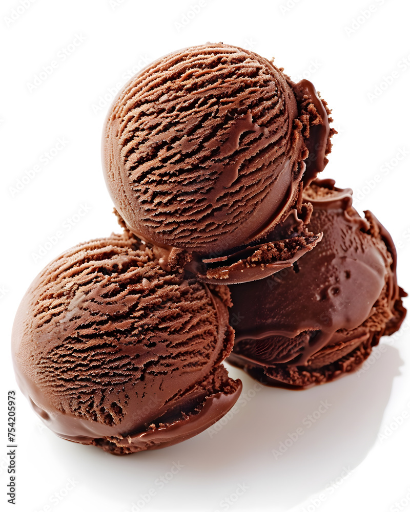 Fototapeta premium Chocolate scoop ice cream isolated on white background