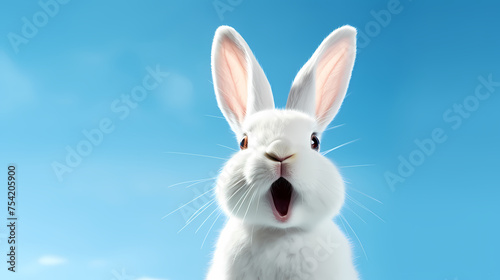 A happy white Easter bunny © ma