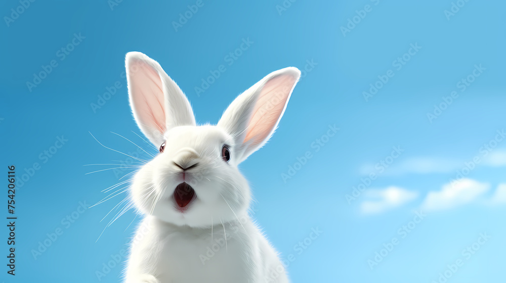 A happy white Easter bunny A happy white Easter bunny