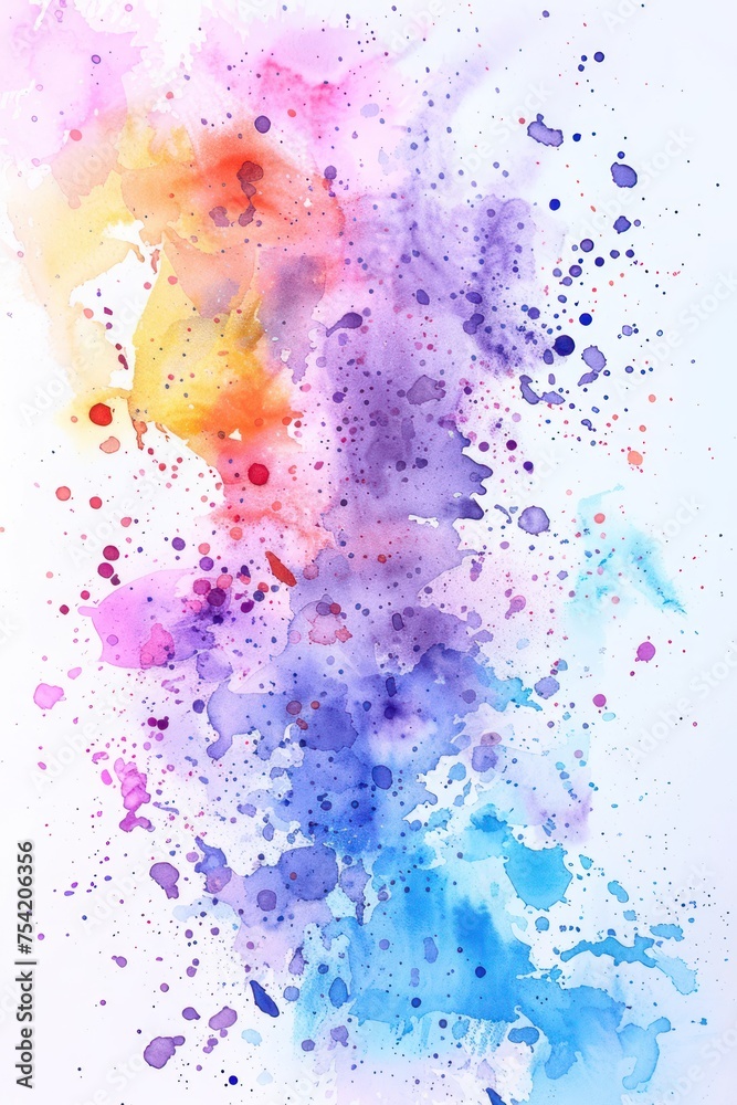 Fototapeta premium Watercolor background with splashes of various colors. Abstract texture made by hands