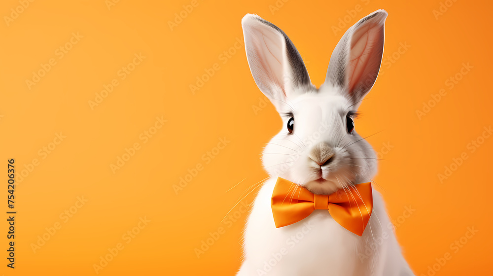 Fototapeta premium A happy white Easter bunny