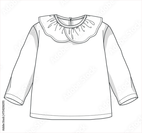Baby clothing collection designs, baby clothes template, technical drawing flat sketch vector illustration