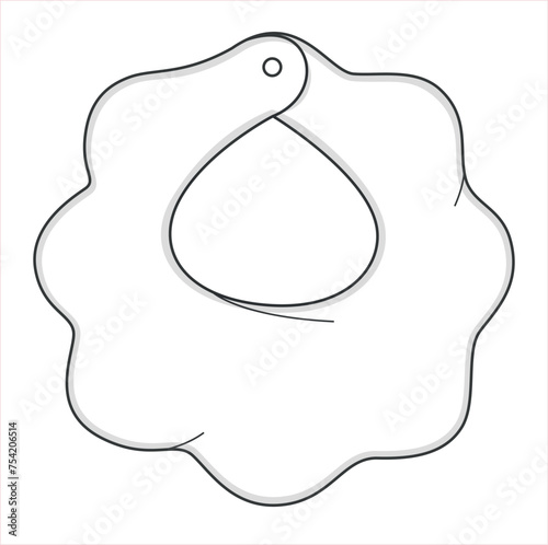Baby Bib technical drawing, flat sketch, vector illustration. Baby clothing collection, baby bib design. Infant Apparel Technical Drawing Vectors