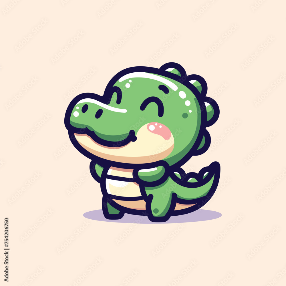 Obraz premium Alligator-Cute-Mascot-Logo-Illustration-Chibi-Kawaii is awesome logo, mascot or illustration for your product, company or bussiness