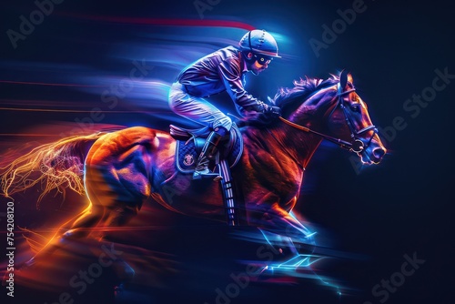 digital painting of a jockey riding his horse