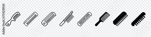 Comb icon. Comb icon set silhouette. black cosmetic comb icon set, comb icon, hair salon silhouette icons,  comb icon set