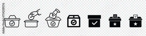 Voting icon, Voting concept. Hand putting paper in the ballot box, election vote icon symbol vector, Hand putting paper in a box icon