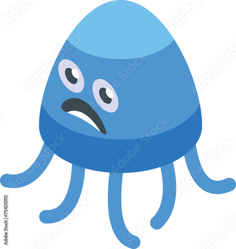 Sea blue monster icon isometric vector. Comic crazy. Game card sweet