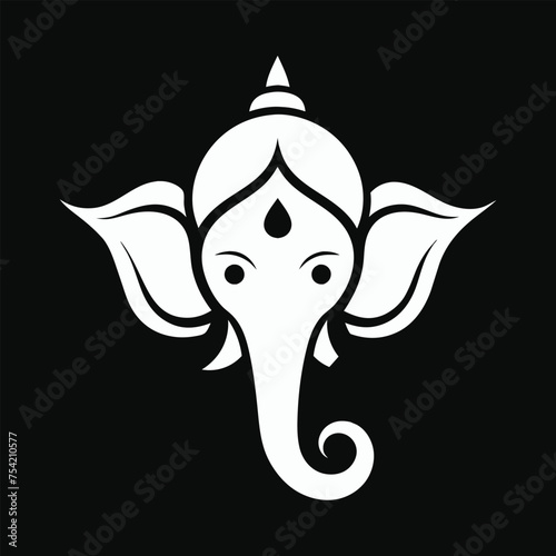 minimal and cute ganpati head hindu god deity flat vector design