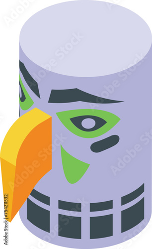 Island altar icon isometric vector. Totem stone altar. Statue tropical culture