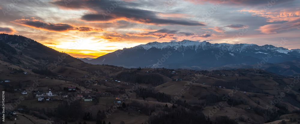 Scenic landscape of Bucegi mountains in the Romanian Carpathians
