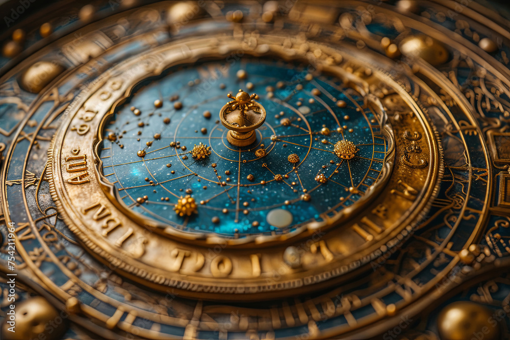 Astrological gold and blue watch with a star at the top