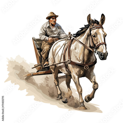 A mule riding adventure with a mule. Vector. © Noman