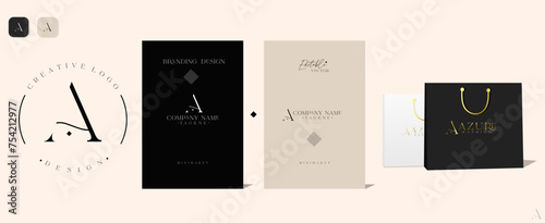 A letter logo design. Minimalist A letter logo design. Premium. Logo presentation template. A letter vector. Finance. Vintage. Minimal. Business logo. Luxury.