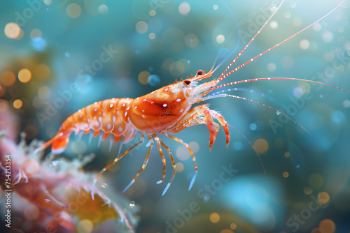 Red shrimp swimming in the ocean © Oksana