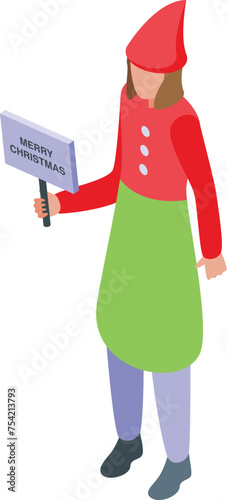 Merry Christmas elf icon isometric vector. Winter holiday creature. Yuletide holy gnome