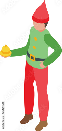 Tiny fairy elf icon isometric vector. Enchanting Santa helper. Dwarf little creature