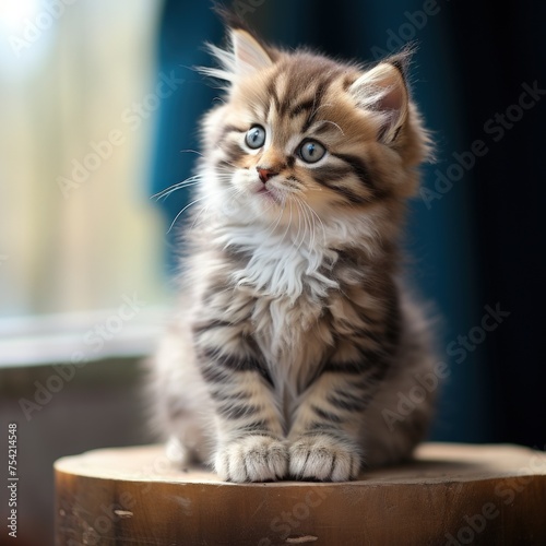 A Kitten Sitting and Looking Curious © crazyass