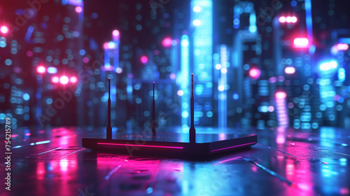Wireless router 6G with neon glow