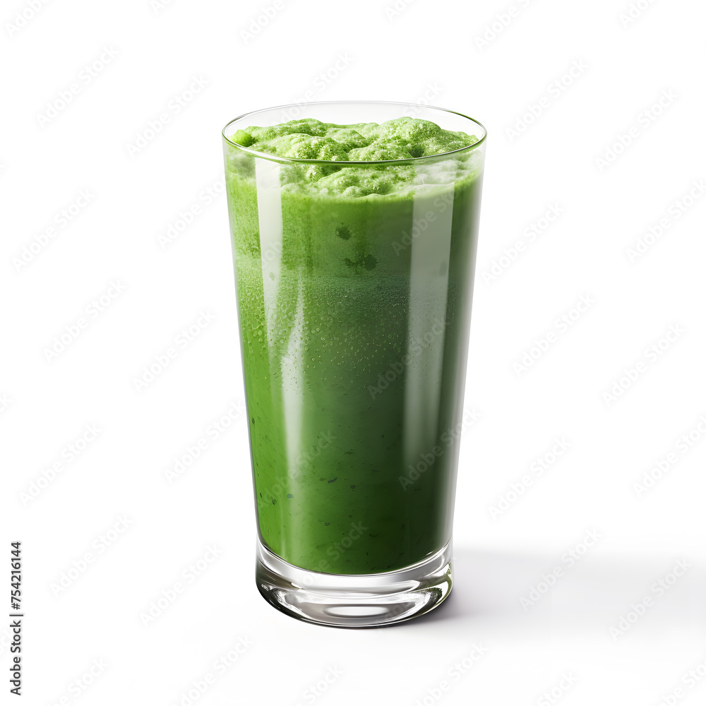 Glass of spirulina smoothie isolated on white background Glass of spirulina smoothie isolated on white background
